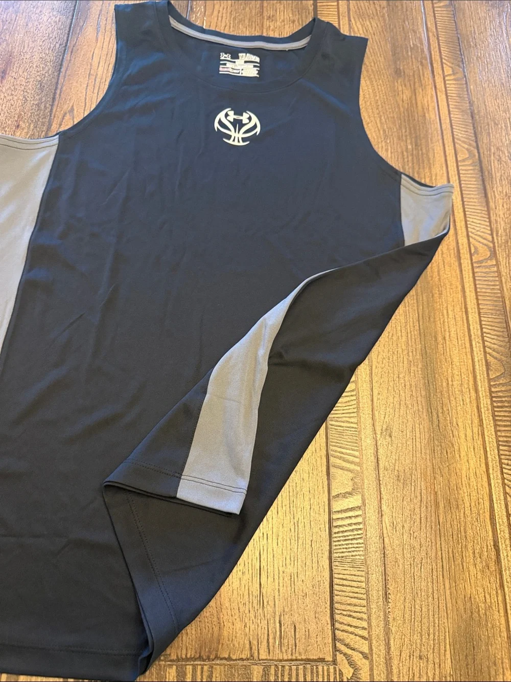 Under Armour Black and Gray Boys' Athletic Basketball Training Tank Top